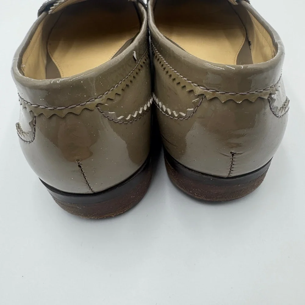 Lauren Ralph Lauren Glenda Penny Loafer 8.5B Taupe Patent Leather Pinked Trim